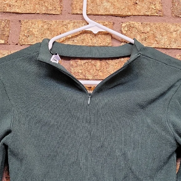 ZARA Square Neck Ribbed Long Sleeve Top Green Size Medium - Picture 11 of 11